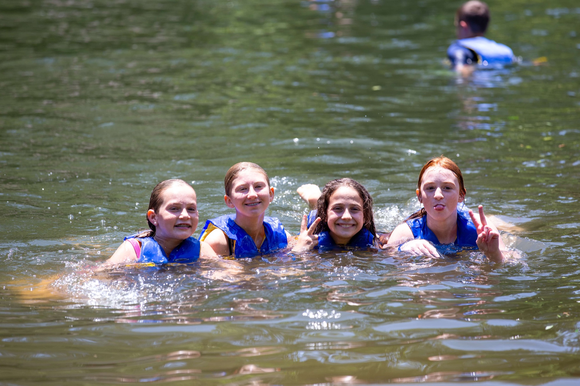 Girls in lake